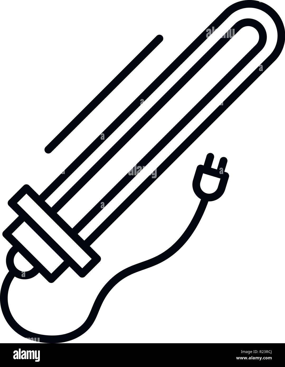 Stecker elektrische Heizung Symbol, outline Style Stock-Vektorgrafik