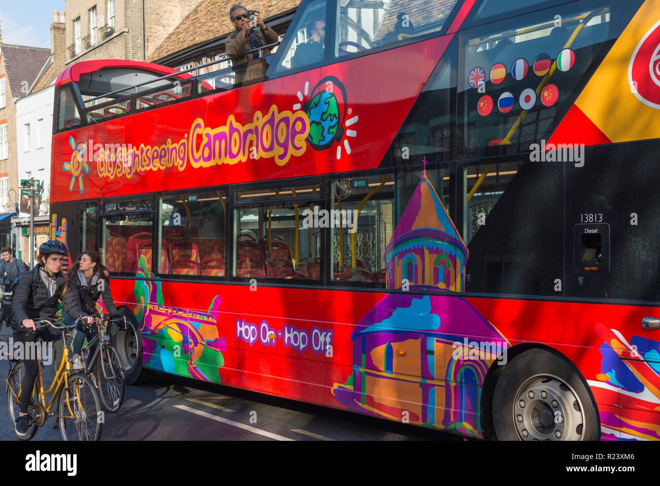 City Sightseeing Bus in Cambridge, England, Großbritannien Stockfoto