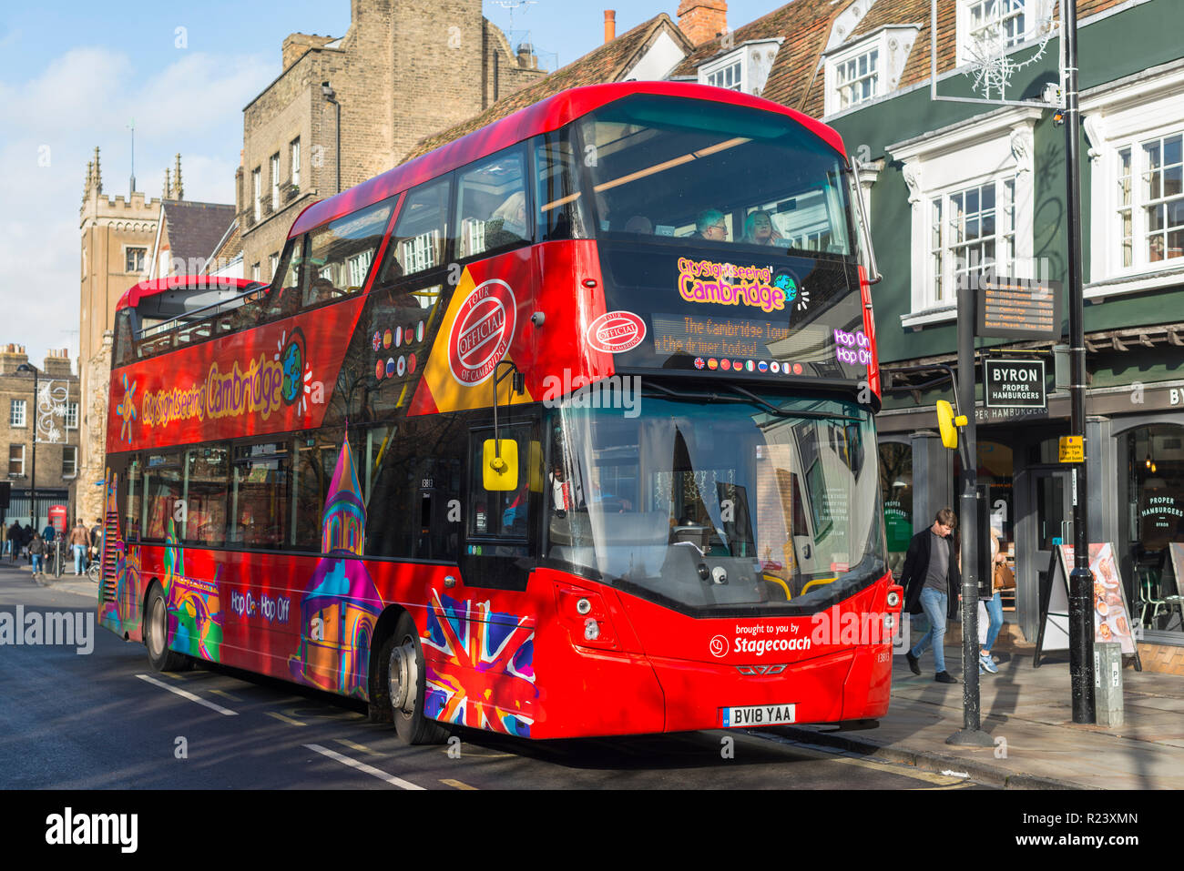 City Sightseeing Bus in Cambridge, England, Großbritannien Stockfoto