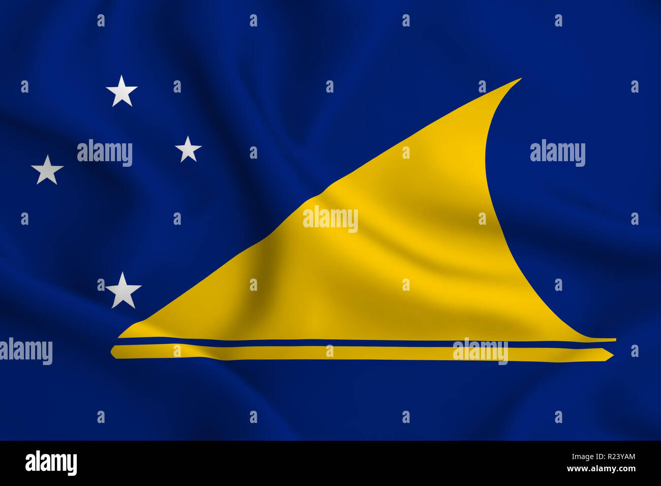 Tokelau 3D wehende Flagge Abbildung. Textur kann als Hintergrund verwendet werden. Stockfoto