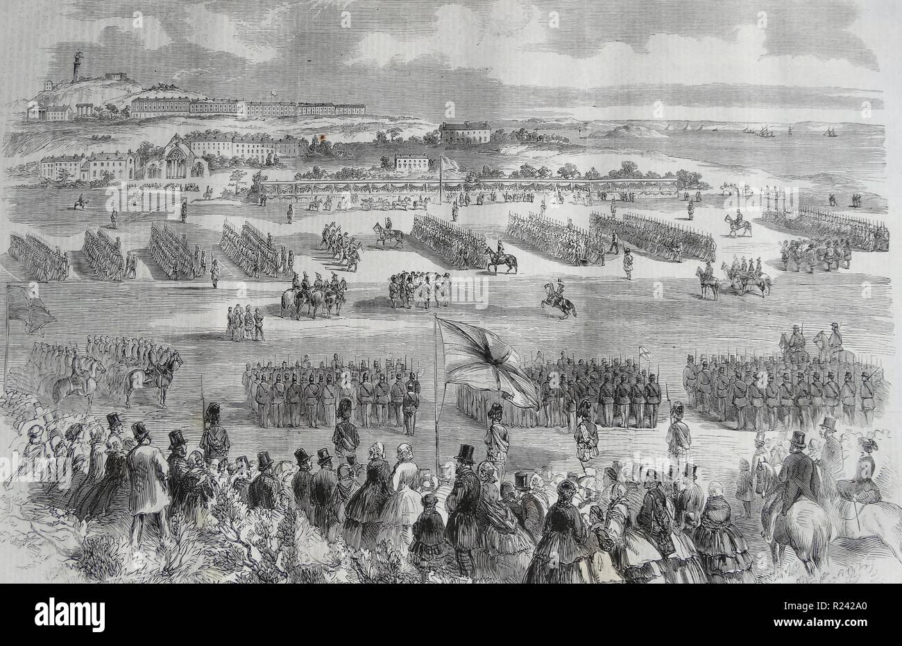 Gravur zeigt den Beitrag von ihrer Majestät der Rifle Volunteers in Edinburgh. Vom 1860 Stockfoto