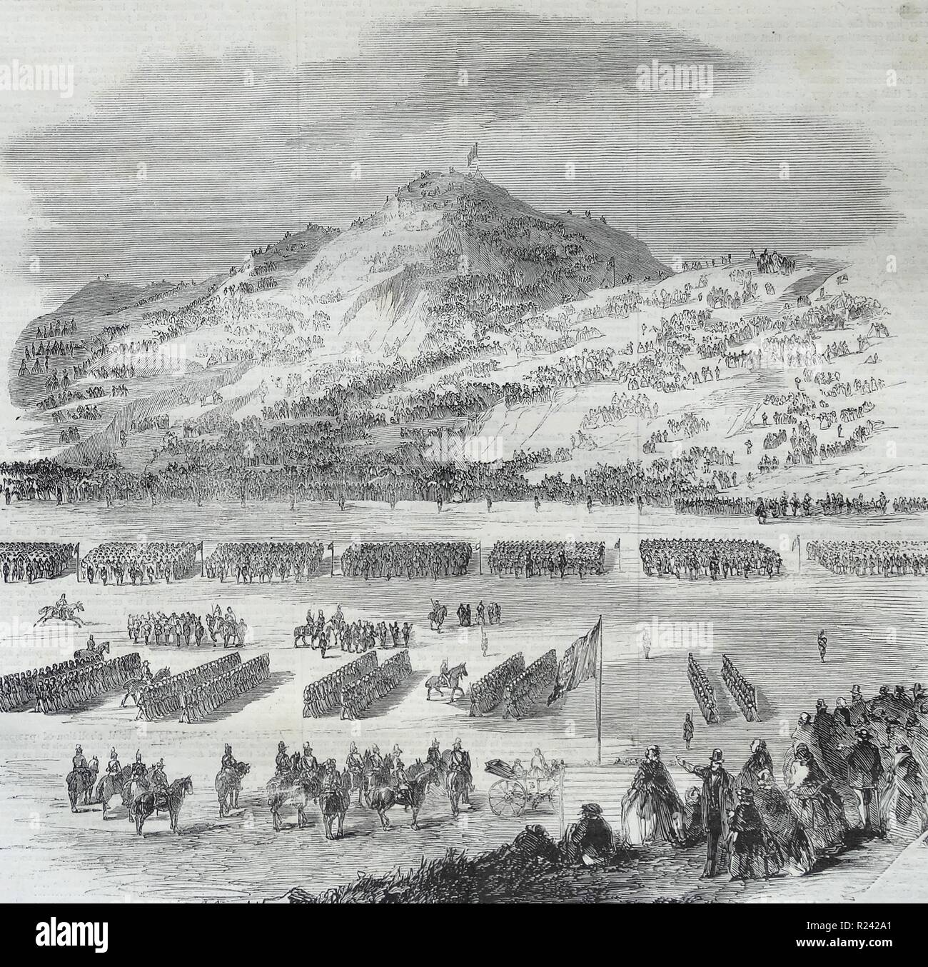 Gravur zeigt den Beitrag von ihrer Majestät der Rifle Volunteers in Edinburgh. Vom 1860 Stockfoto