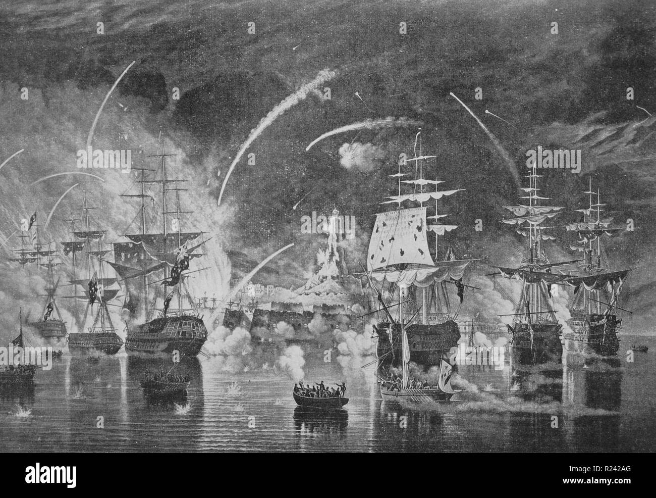 Aquatinta von das Bombardement von Algier. Drucken von J. C. Stadler. Datierte 1816 Stockfoto