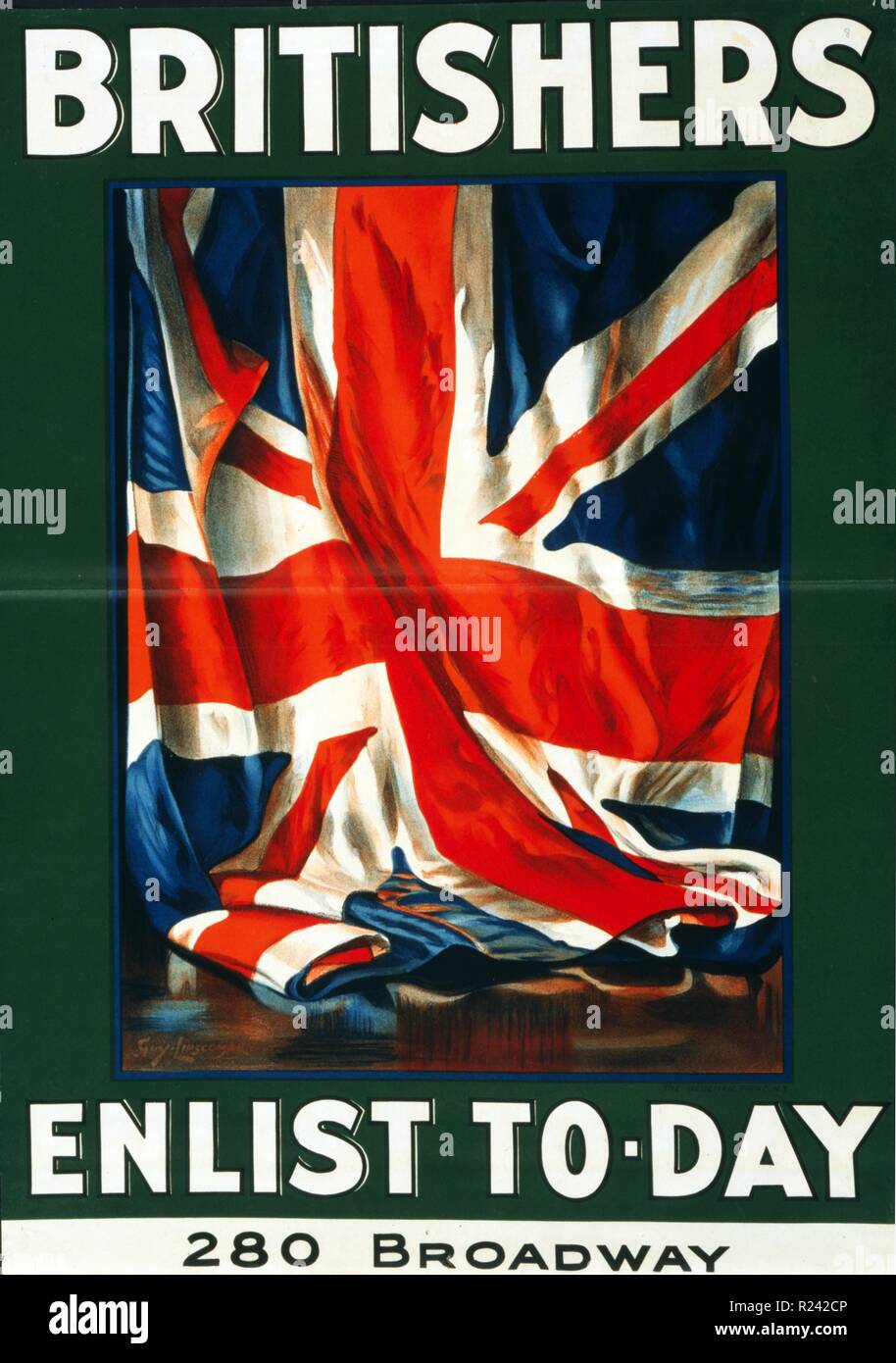 Farbe Plakat die Menschen ermutigen, mit der britischen Armee im ersten Weltkrieg zu gewinnen. Datiert 1917 Stockfoto