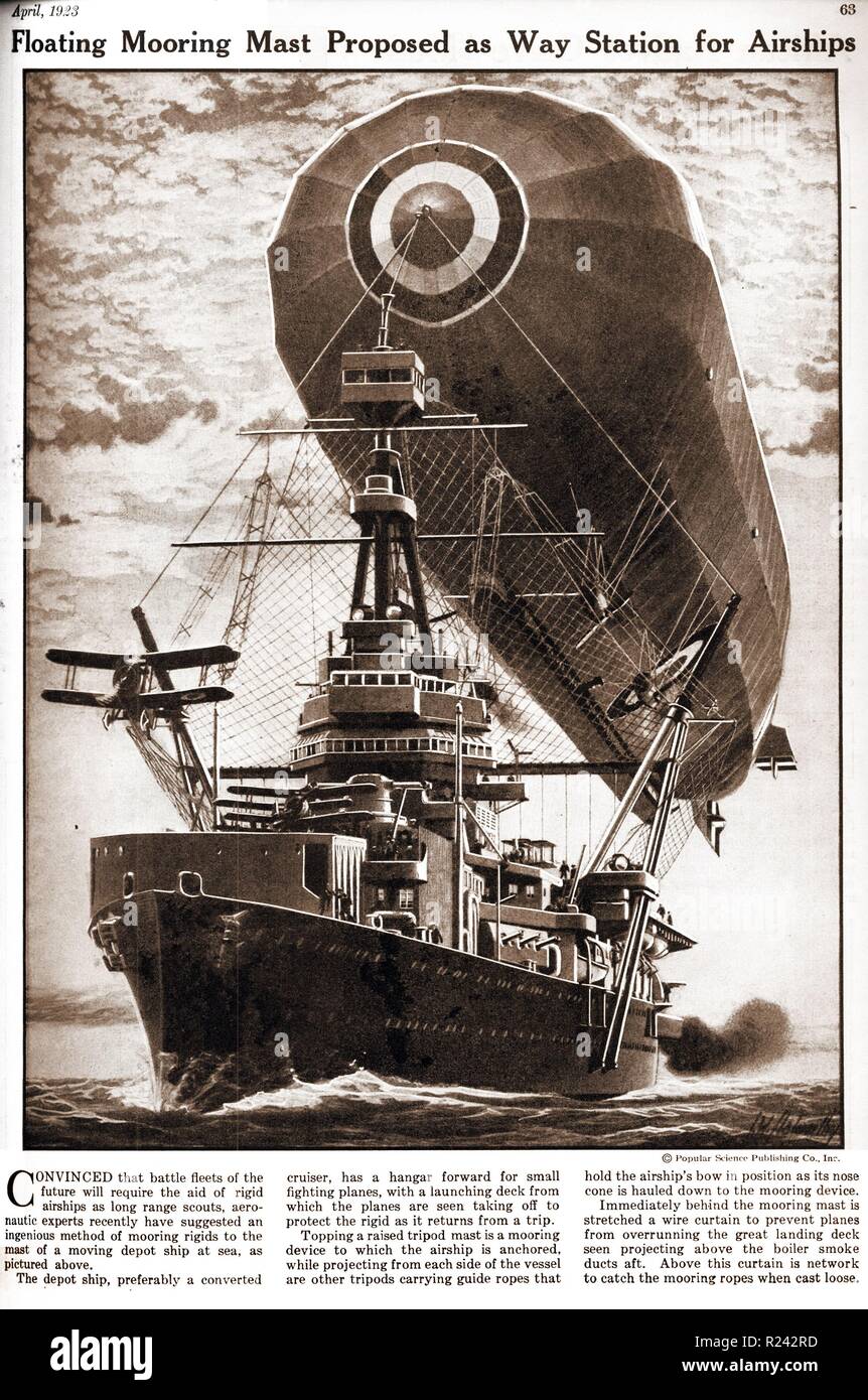 schwimmende Ankermastes. Konzept für eine Docking-Station für Luftschiffe 1937 Stockfoto