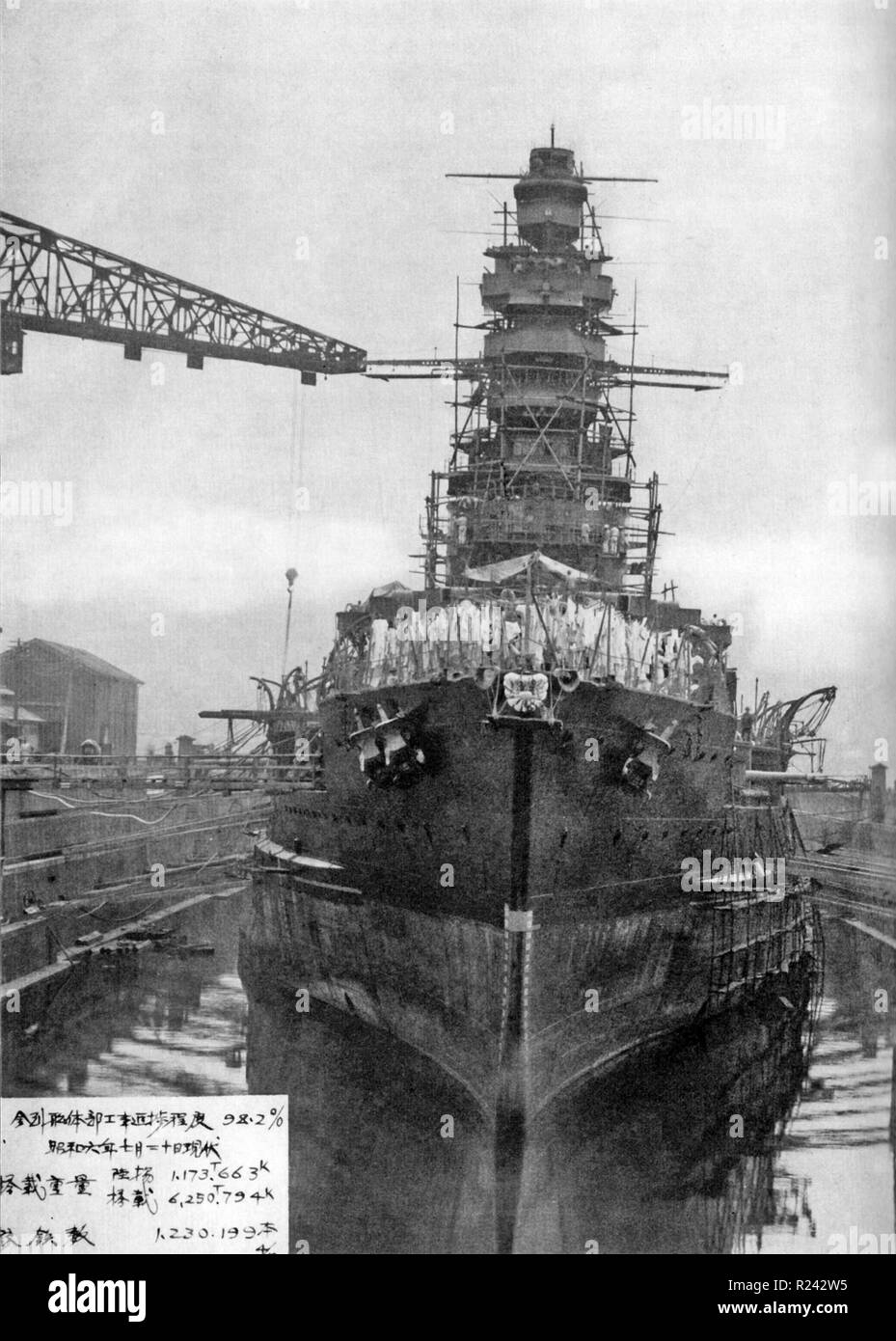Japanische Schlachtschiff Kongo im Umbau, Yokosuka, Japan, 1931 Stockfoto