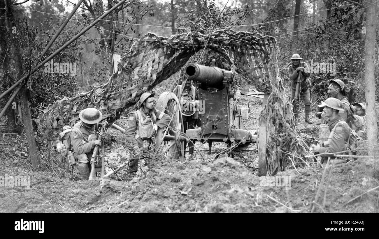 Kanadische Soldaten in der Schlacht von Amiens, Weltkrieg, Frankreich, August 1918 Stockfoto