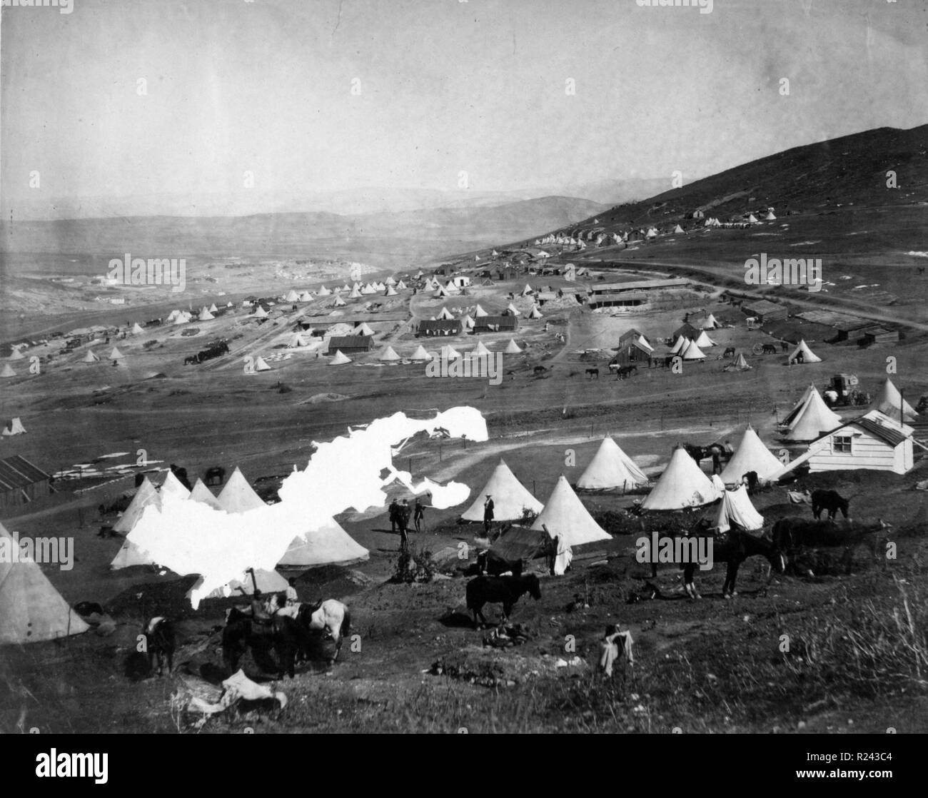 Foto von einem britischen Militärlager am Hang in Te Krim. Fotografiert von Rodger Fenton (1819-1869). Datiert 1855 Stockfoto
