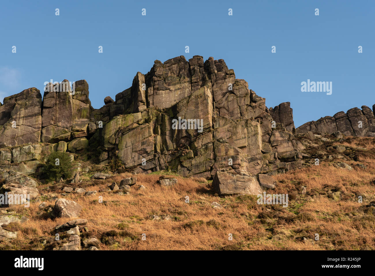 Hen Cloud, der Kakerlaken, Staffordshire, Peak District National Park, Großbritannien Stockfoto