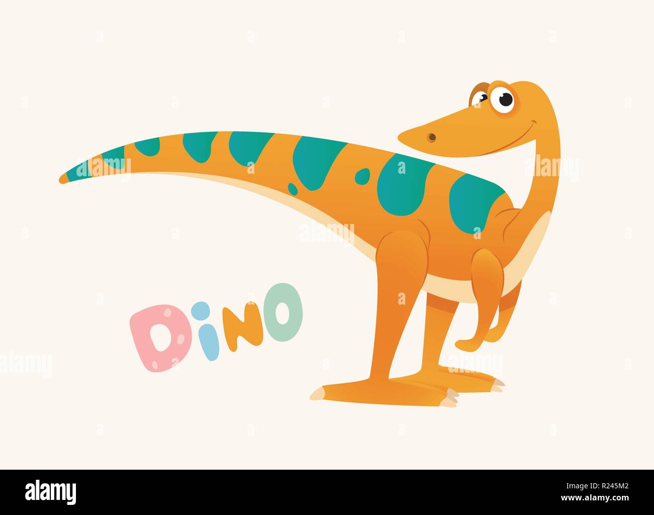 Susse Orange Und Grun Cartoon Baby Dino Leuchtend Bunte Dinosaurier Kinder Abbildung Isoliert Vektor Stock Vektorgrafik Alamy