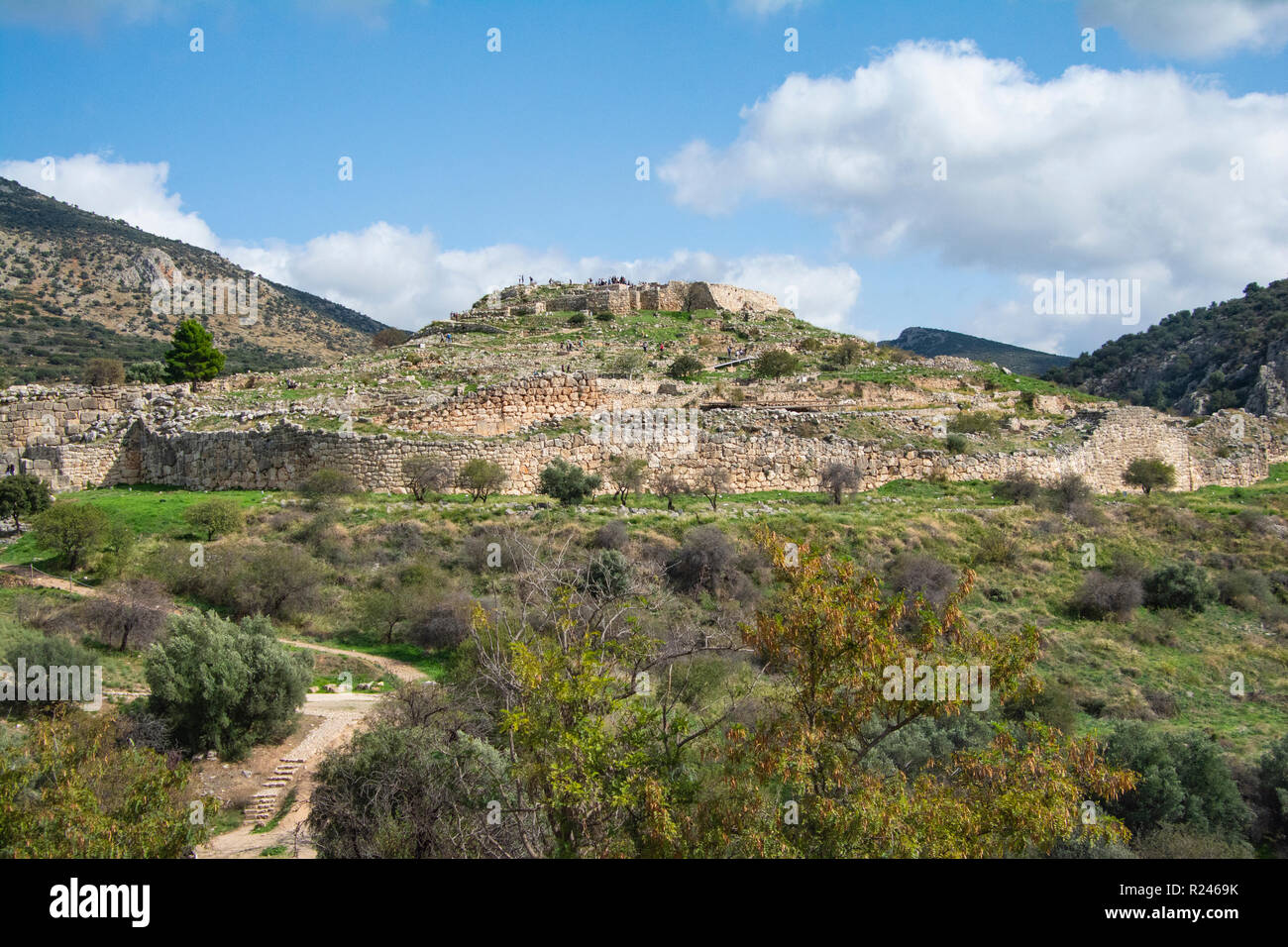 Ein Blick auf die alten Mykenischen Zitadelle, Griechenland. Stockfoto