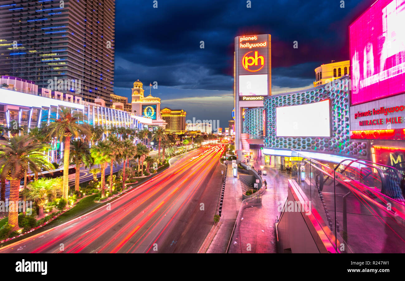 Planet Hollywood in der Nacht, den Strip Las Vegas Boulevard, Las Vegas, Nevada, Vereinigte Staaten von Amerika, Nordamerika Stockfoto