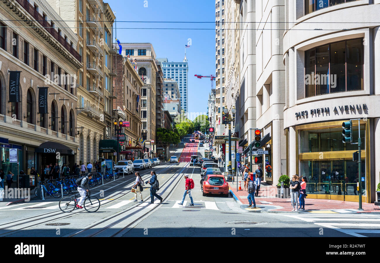 Powell Street, San Francisco, Kalifornien, Vereinigte Staaten von Amerika, Nordamerika Stockfoto