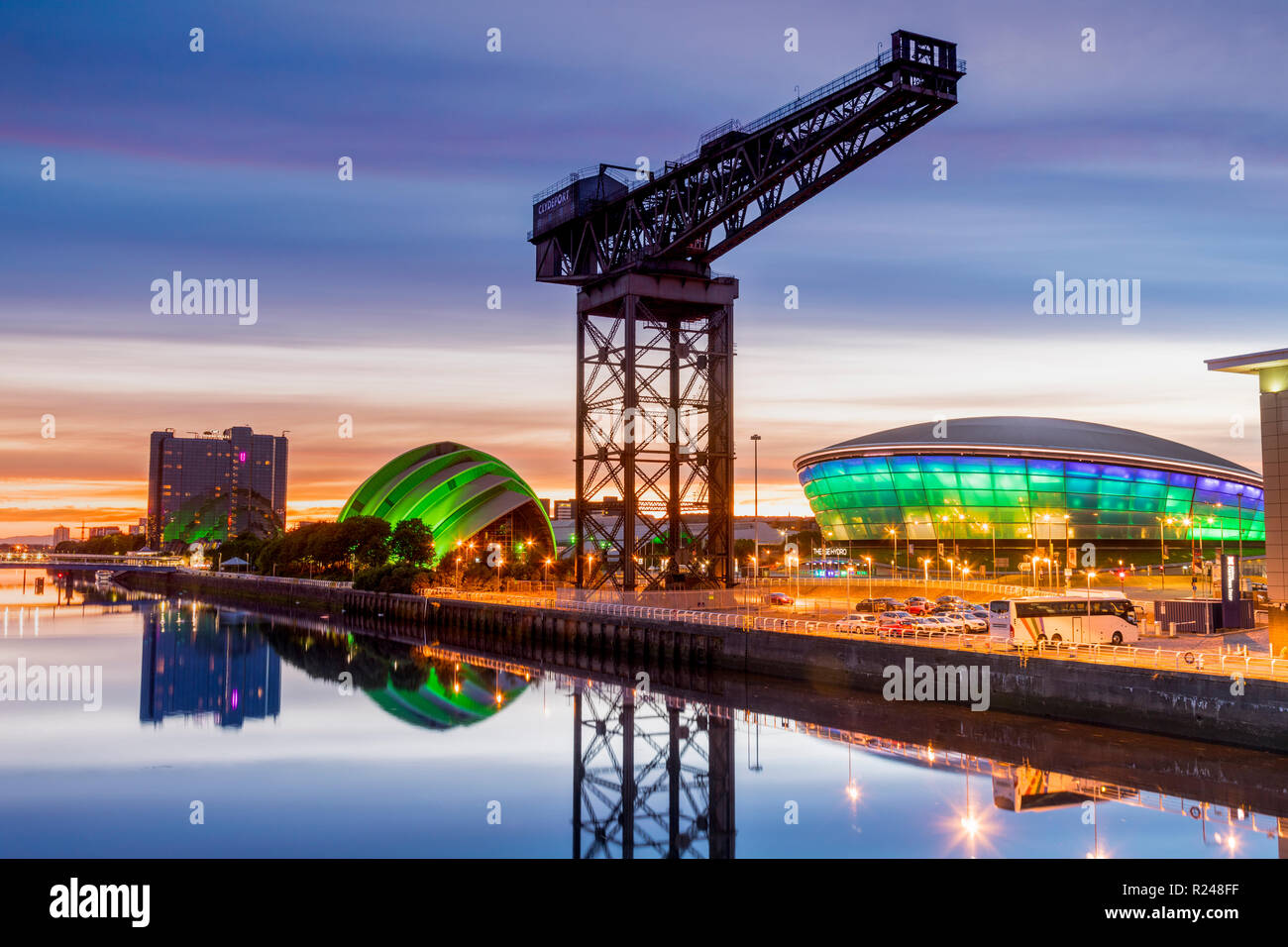 River Clyde, die Hydro, das Gürteltier, finnieston Kran, Glasgow, Schottland, Großbritannien, Europa Stockfoto