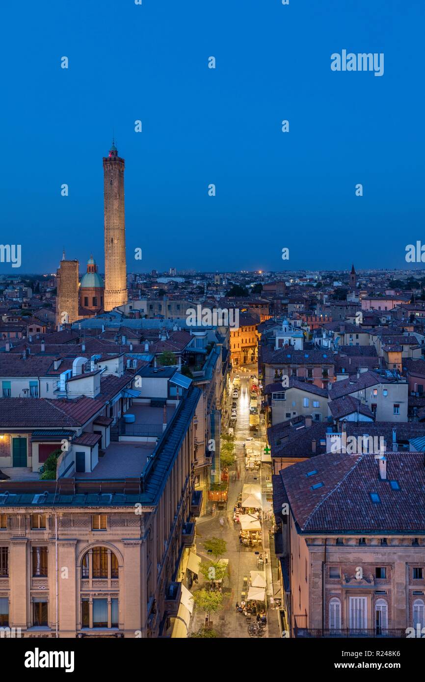 Blick vom König Enzo Palast (Palazzo Re Enzo), Bologna, Emilia Romagna, Italien, Europa Stockfoto