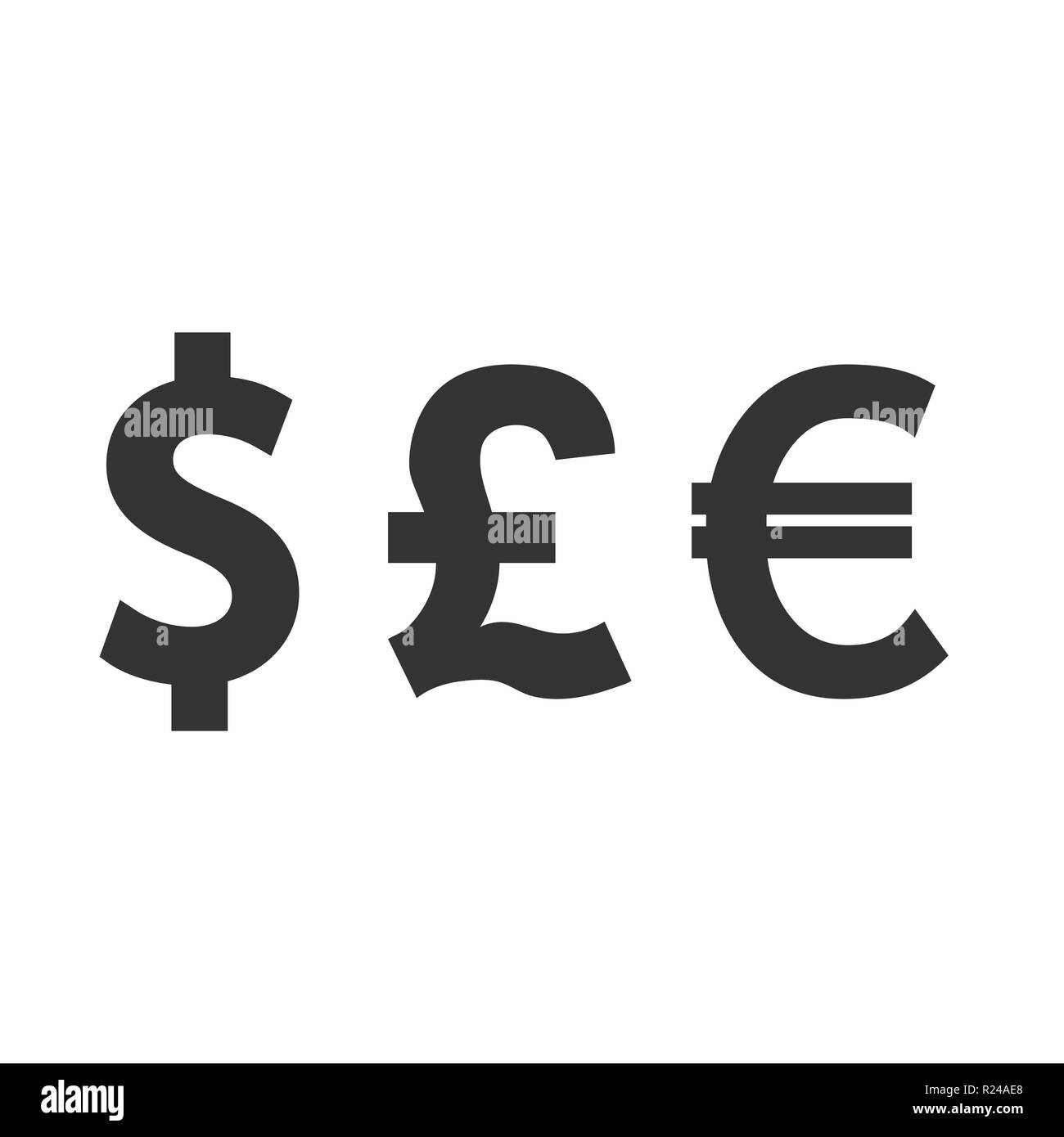 Pfund, Euro Dollar Symbol Abbildung flach Stockfoto