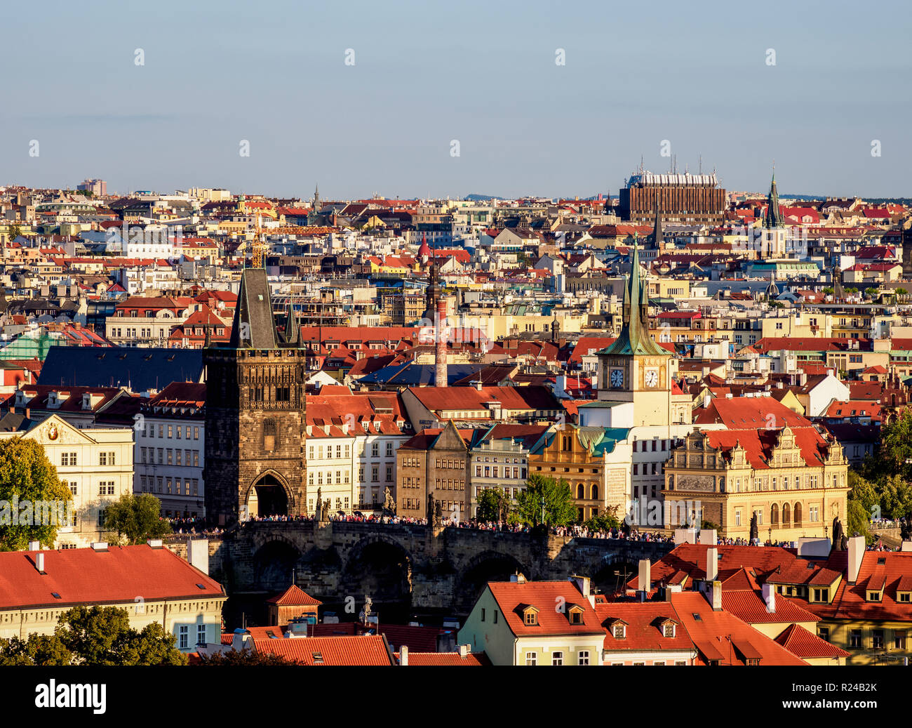 Stare Mesto (Altstadt), Erhöhte Ansicht, Prag, UNESCO-Weltkulturerbe, Böhmen, Tschechische Republik, Europa Stockfoto