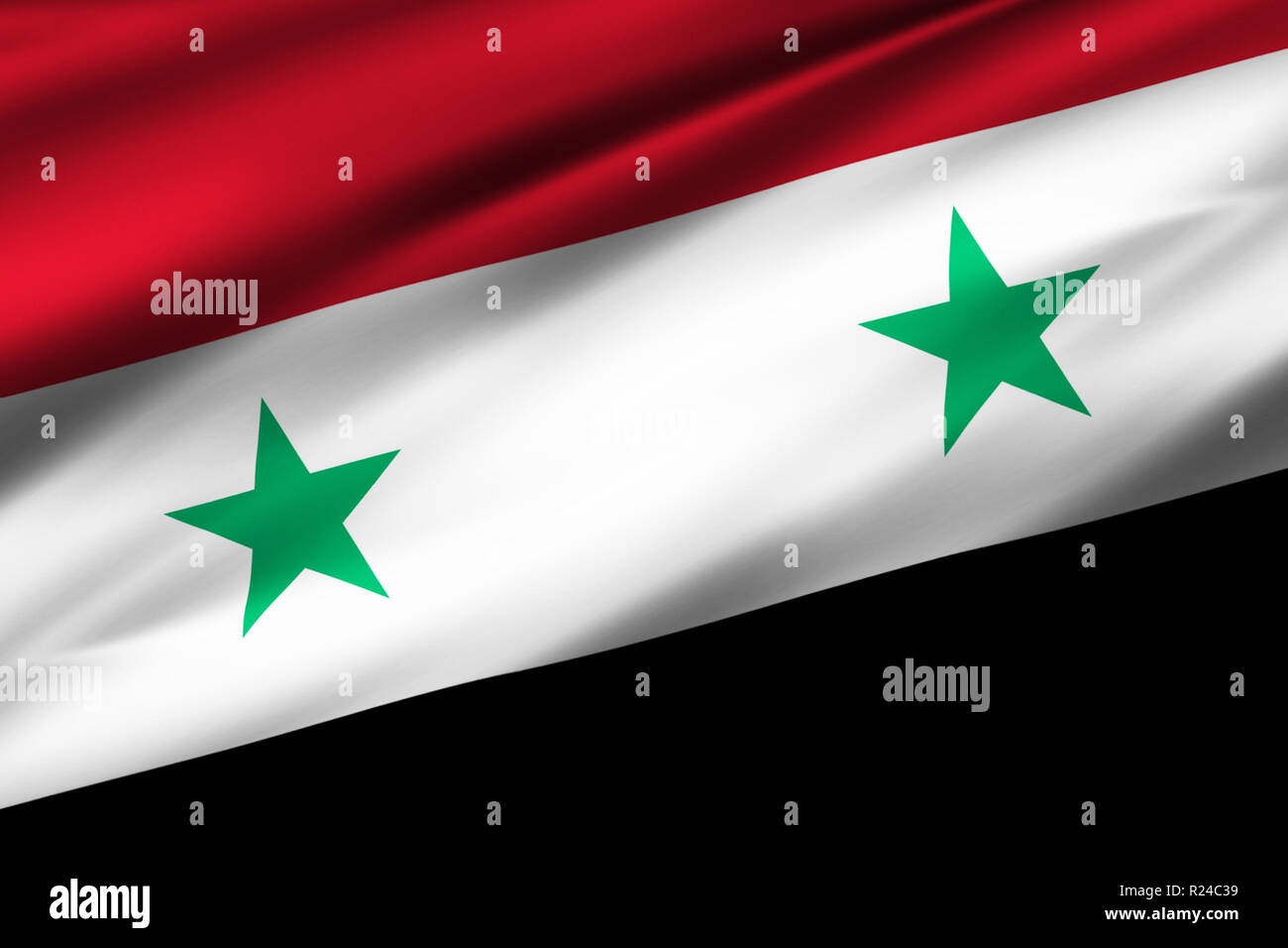 Syrien Fahne. 3D-Wehende Flagge Design. Das nationale Symbol von Syrien,  3D-Rendering. Nationale Farben und Nationalflagge von Syrien für einen  Hintergrund. Nahen und Mittleren Osten Stockfotografie - Alamy