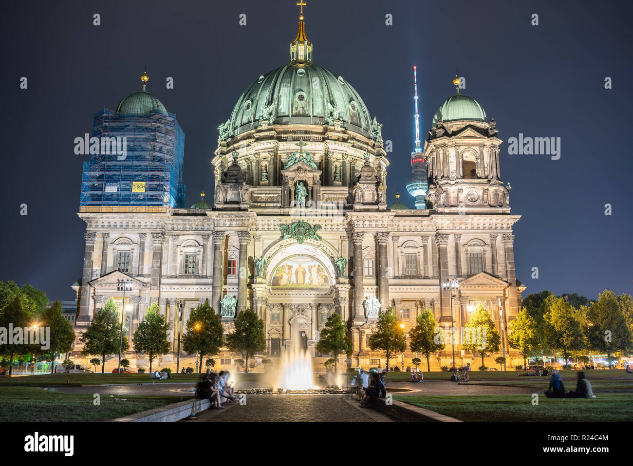 Berliner Dom (Berliner Dom bei Nacht, Berlin, Deutschland, Europa Stockfoto