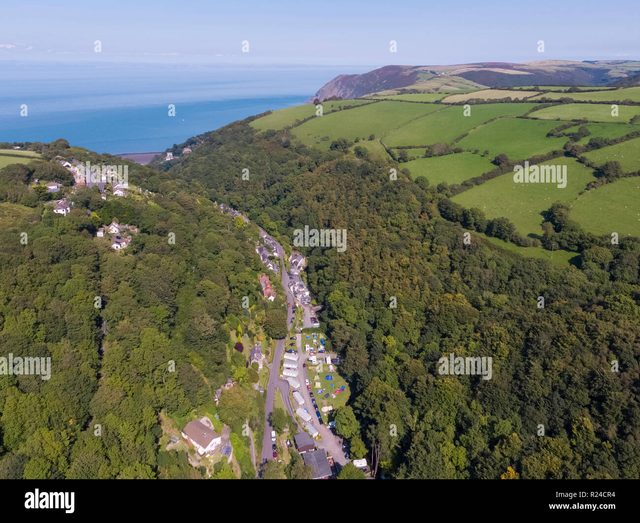 Bewaldeten Tal an der Küste von North Devon, Lynton, Exmoor, Devon, England, Vereinigtes Königreich, Europa Stockfoto