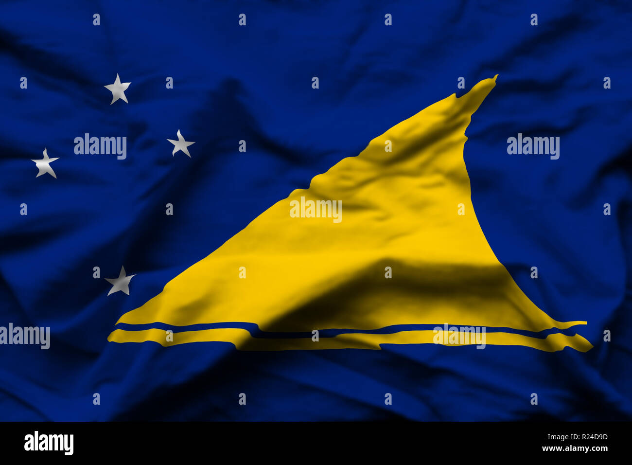 Tokelau 3D-Faltig flag Abbildung. Verwendbar für Hintergrund und Textur. Stockfoto