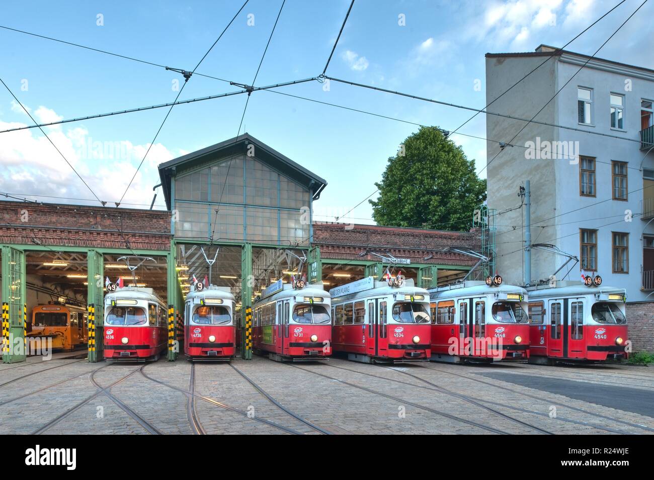 Wien, Straßenbahnremise Rudolfsheim - Wien, Straßenbahn-Depot Rudolfsheim Stockfoto