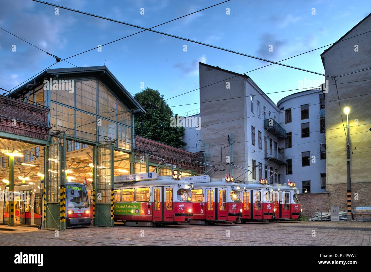 Wien, Straßenbahnremise Rudolfsheim - Wien, Straßenbahn-Depot Rudolfsheim Stockfoto