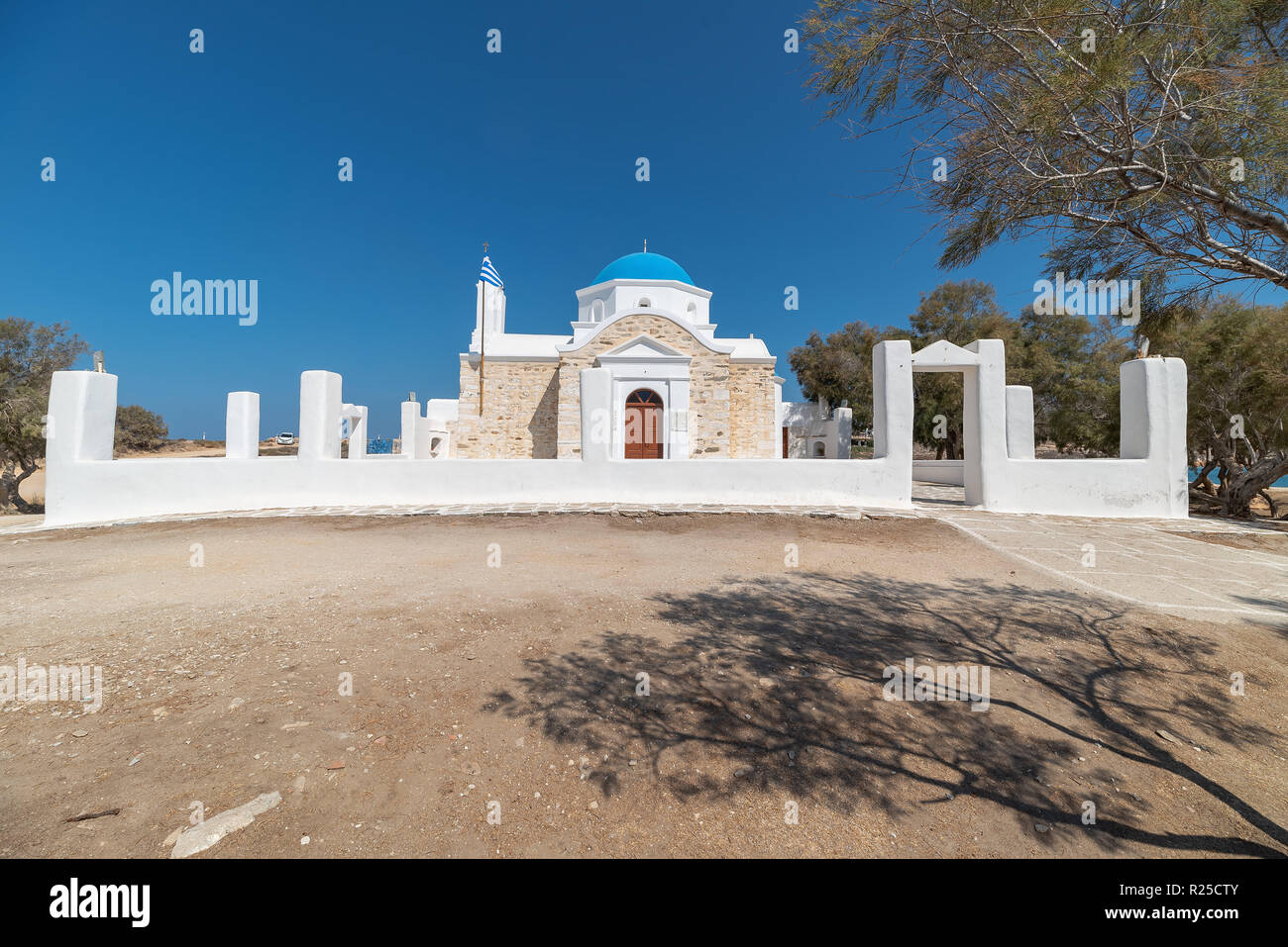 Blick auf Agios Fokas - Kykladen Insel - Ägäis - Parikia (Parikia) Paros - Griechenland Stockfoto