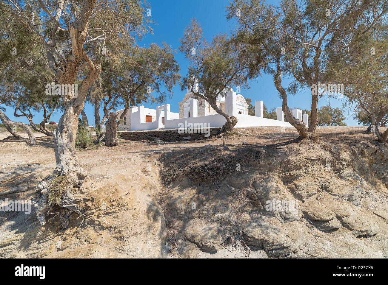 Blick auf Agios Fokas - Kykladen Insel - Ägäis - Parikia (Parikia) Paros - Griechenland Stockfoto