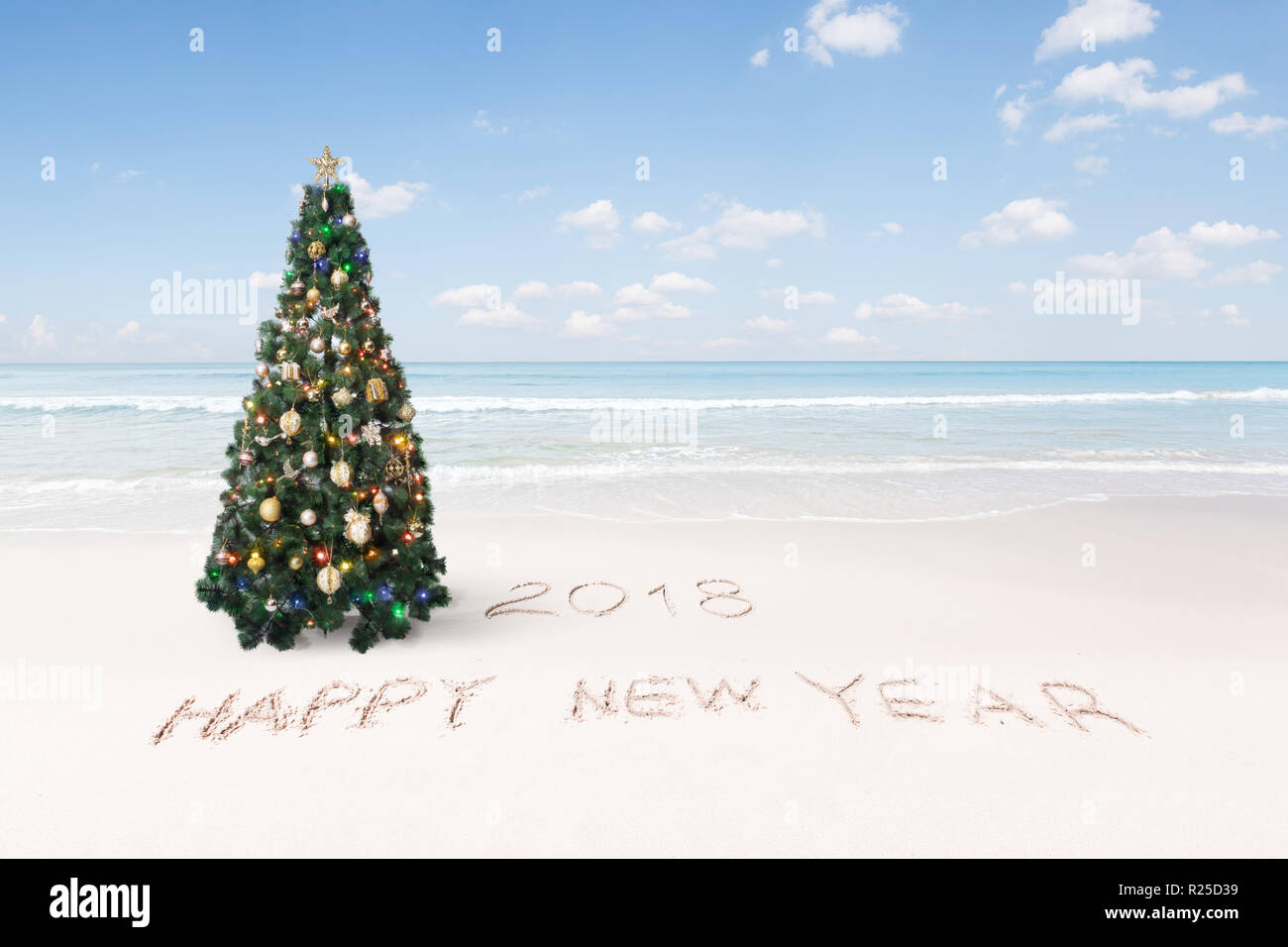 Blick auf schöne Weihnachten und neues Jahr Thema tropischen Strand Stockfoto