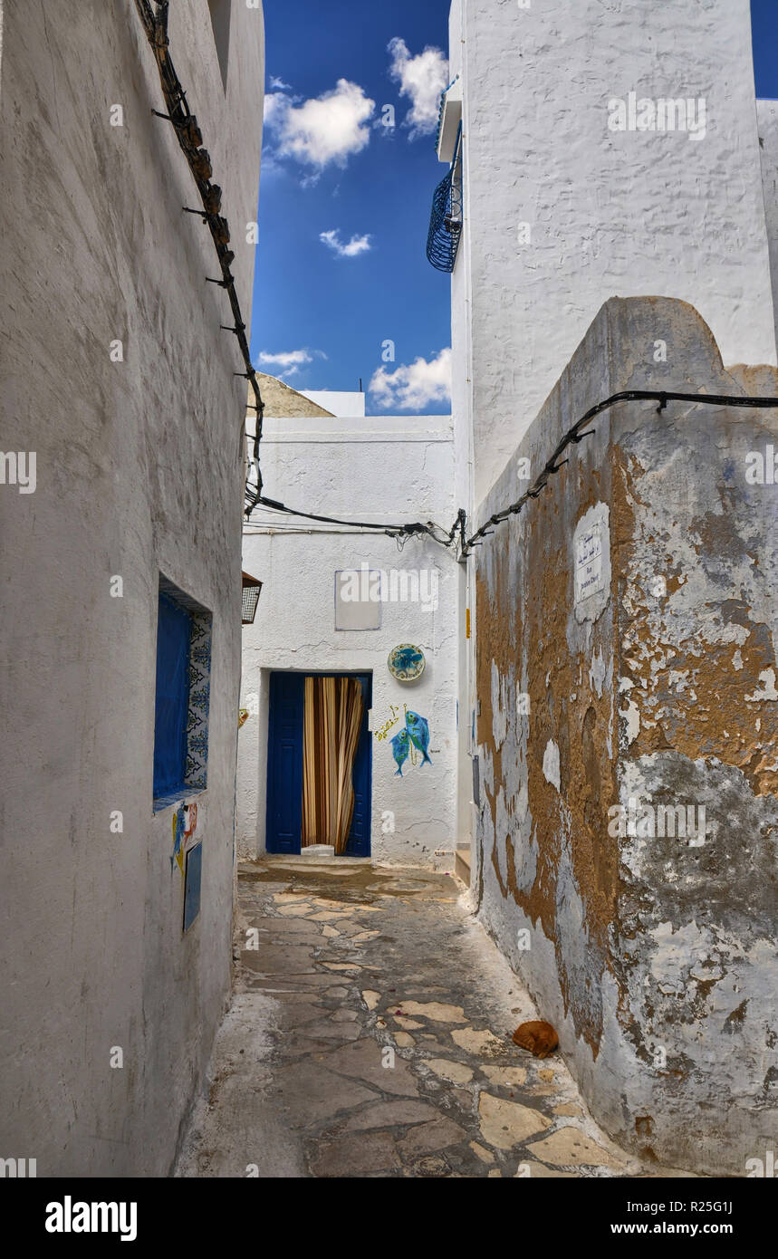 Der engen Gassen der alten Medina von Hammamet, Tunesien, Mittelmeer, Afrika, HDR Stockfoto