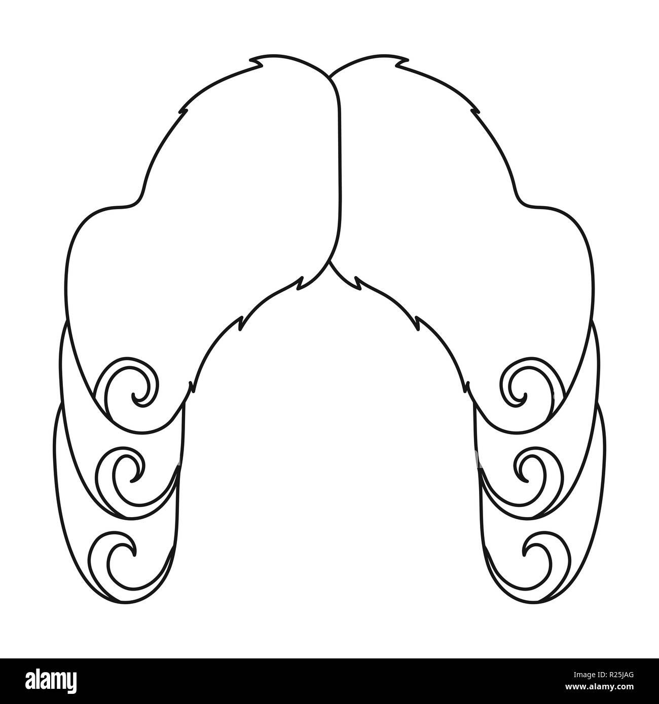 Richter perücke Symbol in der gliederungsansicht Stil auf weißem Hintergrund. Hüte symbol Vektor Illustration. Stock Vektor