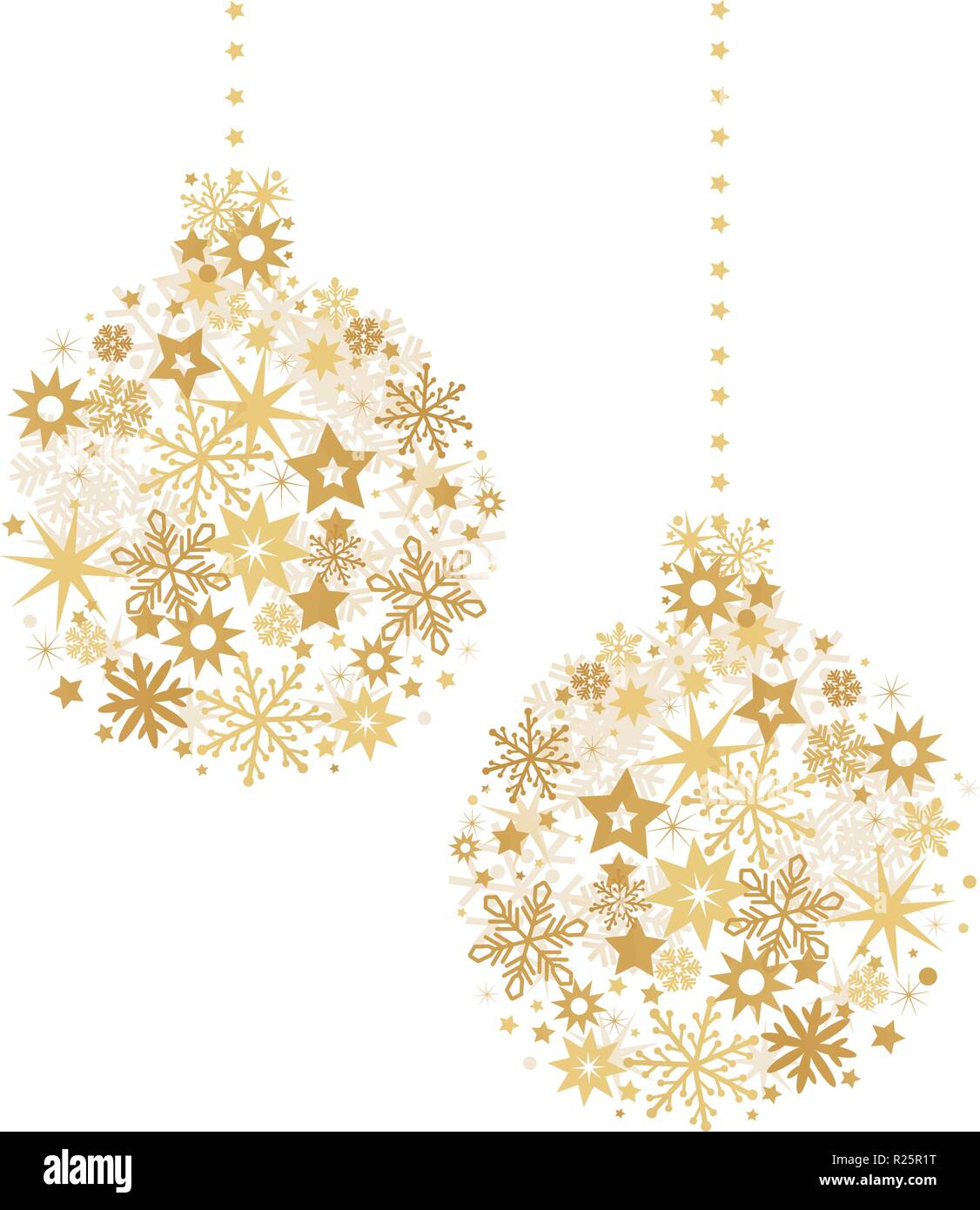 Christmas Ball mit den goldenen Sternen Abbildung mit funkelnden Weihnachten Glitter Ornamente isoliert auf weißem Stock Vektor