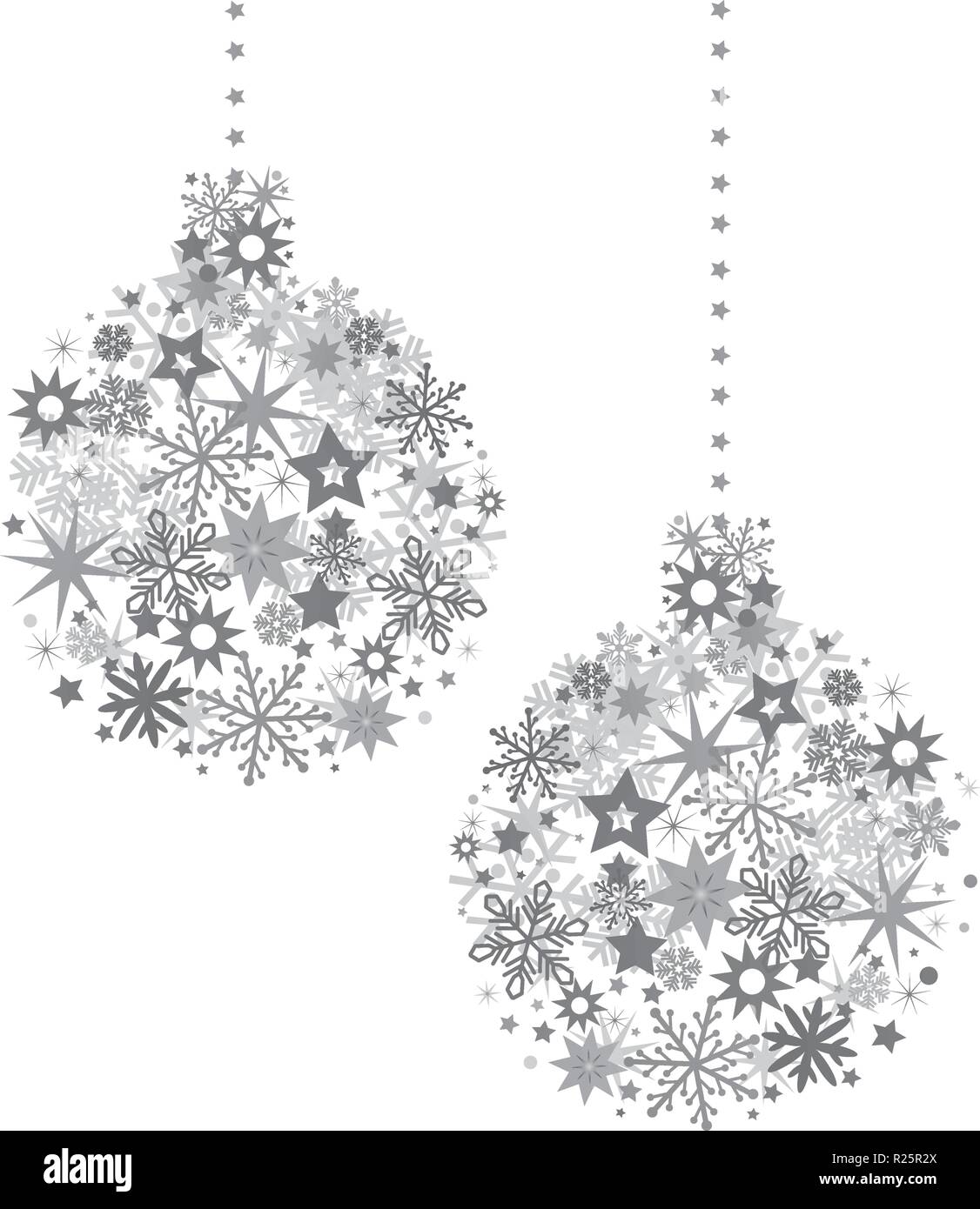 Christmas Ball mit silbernen Sternen Abbildung mit funkelnden Weihnachten Glitter Ornamente isoliert auf weißem Stock Vektor