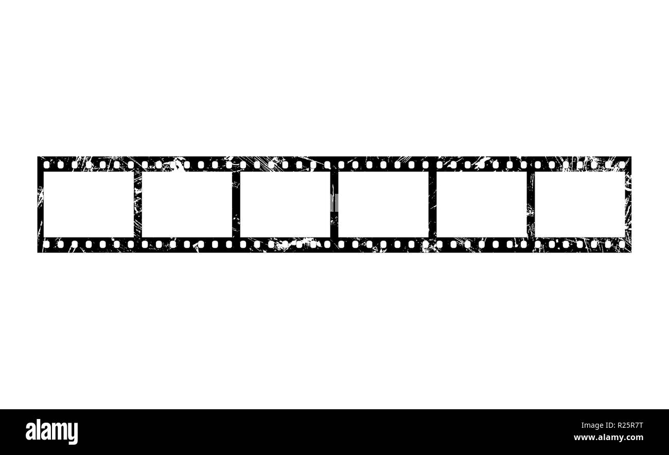 In der Nähe von sechs Frames der klassischen 35-mm-Streifen auf weißem Hintergrund Stockfoto