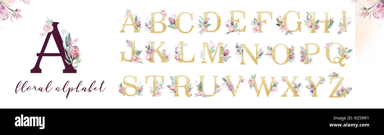 Gold Glitter Buchstaben Alphabet Isolierte Golden Alphabetische Schriften Und Ziffern Auf Weissem Hintergrund Blumen Hochzeit Font Gesetzt Abbildung Stockfotografie Alamy