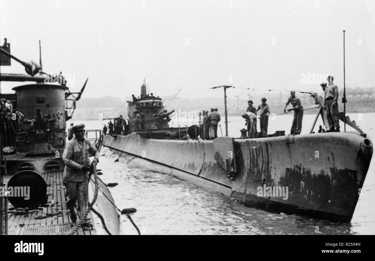 WWII italienische U-Boot in Bordeaux-betasom Basis in Bordeaux, Frankreich Stockfoto