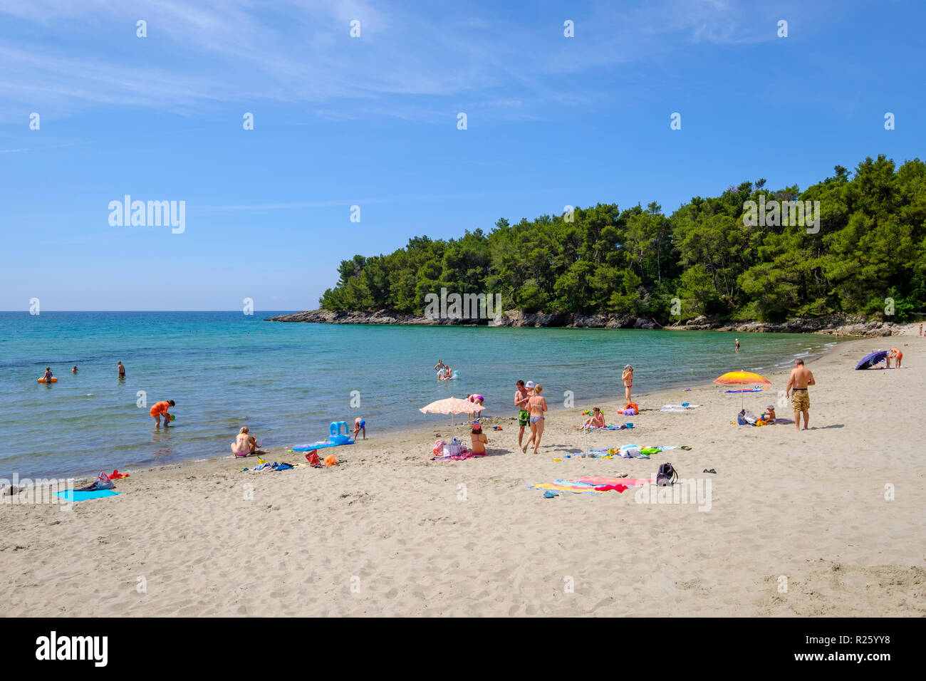 Plavi Horizonti Strand, Halbinsel Lustica, Luštica, in der Nähe von Tivat Montenegro Stockfoto
