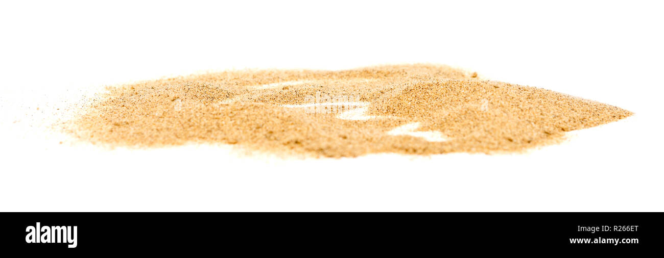 Trockener Sand auf weißem Hintergrund Stockfoto