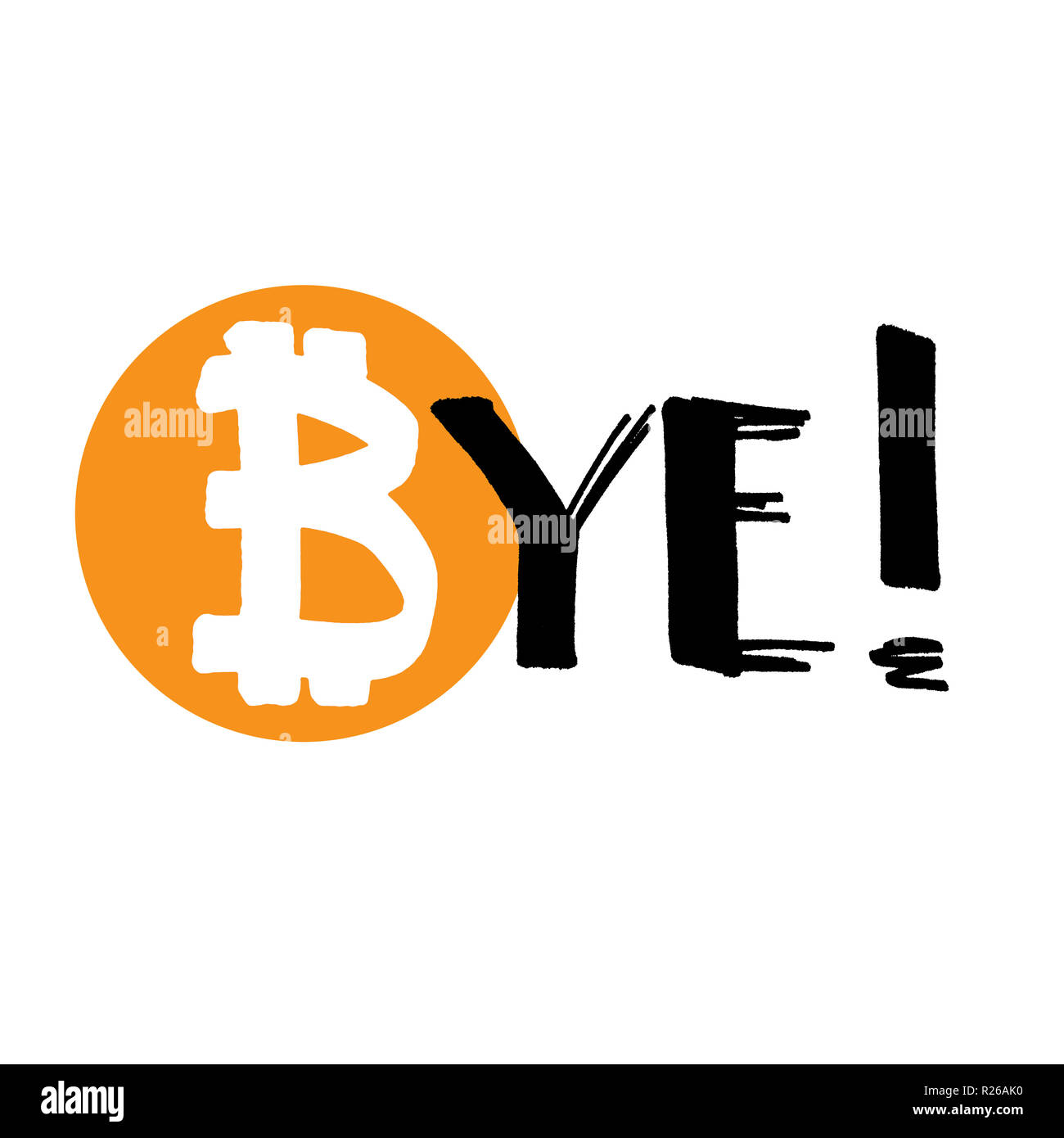 Bye Bitcoin! - Moderne Kalligraphie, handgezeichneten Schriftzug Stockfoto