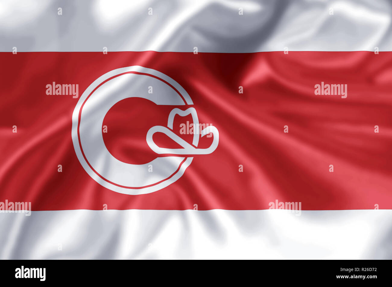 Calgary, Alberta winken und closeup flag Abbildung. Perfekt für Hintergrund oder Textur. Stockfoto