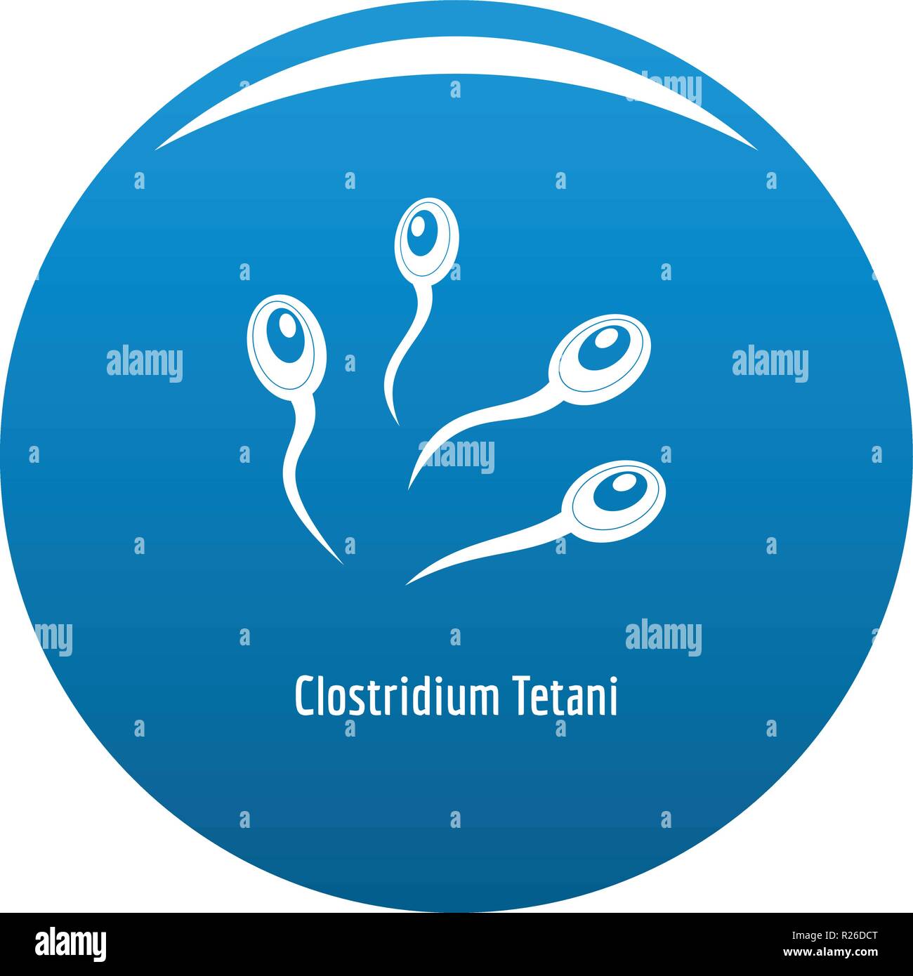 Clostridium tetani-Symbol Vektor blauer Kreis auf weißem Hintergrund Stock Vektor