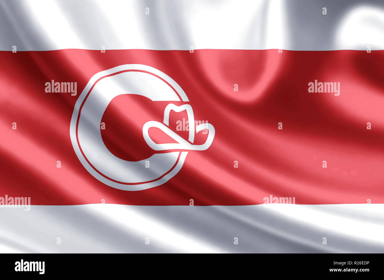 Calgary, Alberta winken und closeup flag Abbildung. Perfekt für Hintergrund oder Textur. Stockfoto