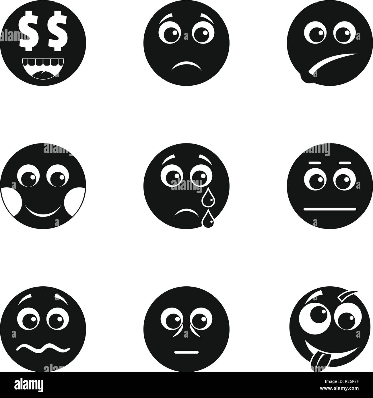 Ovales Gesicht Symbole gesetzt. Einfacher Satz von 9 ovales Gesicht Vector Icons für Web auf weißem Hintergrund Stock Vektor