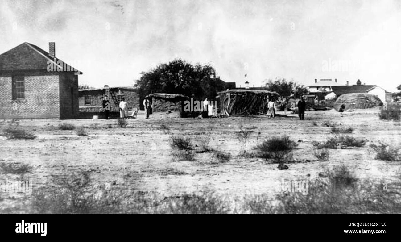 Pima Wohnungen von traditionellen und Backsteinbau im Jahr 1900 Stockfoto