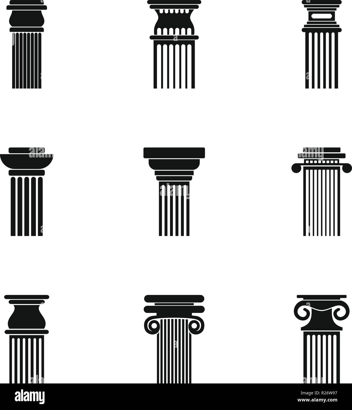 Säule Symbole gesetzt. Einfacher Satz von 9 Säule Vector Icons für Web auf weißem Hintergrund Stock Vektor