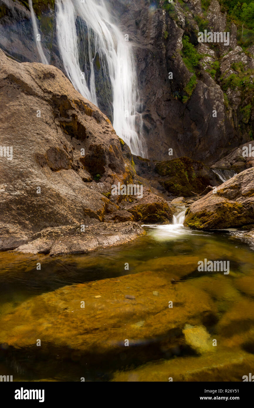 Aber Falls Wasserfall im Snowdonia National Park, North Wales Stockfoto