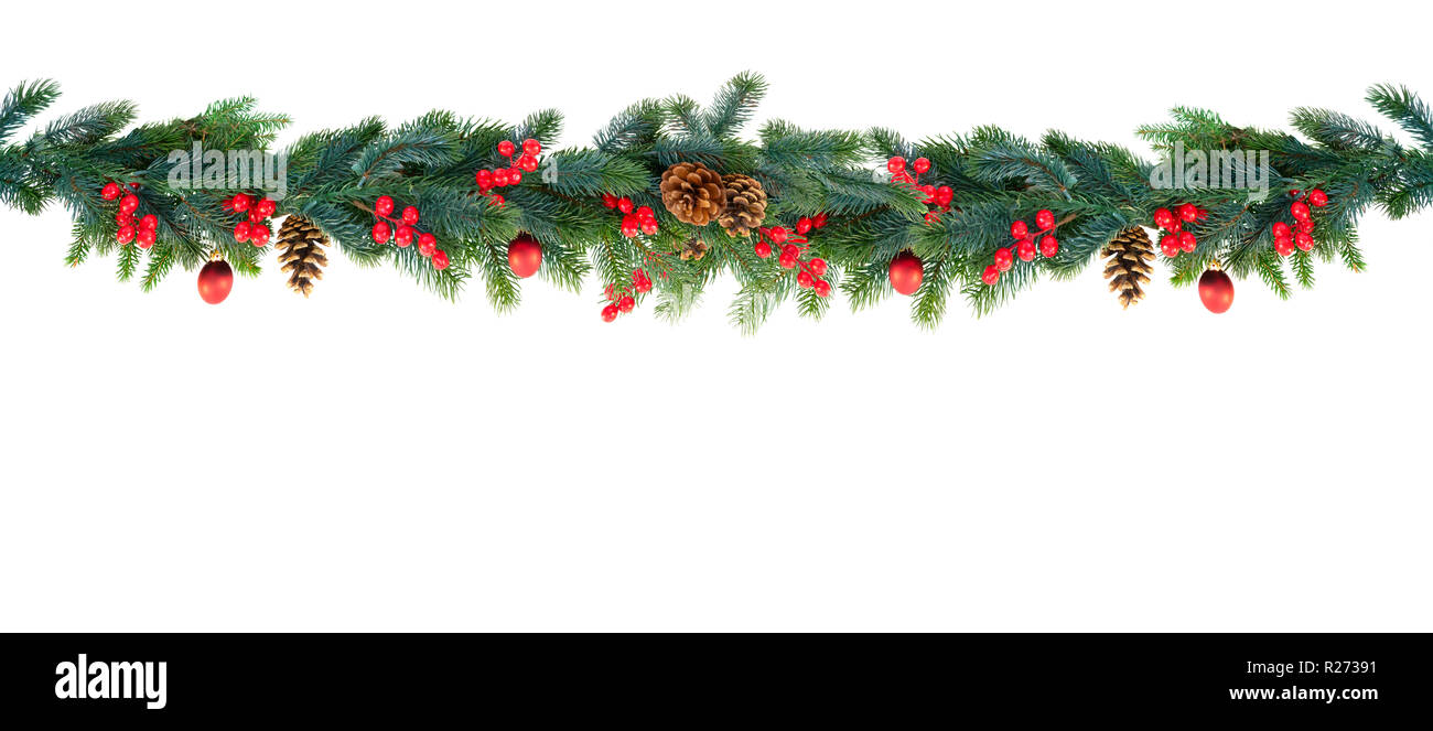 Weihnachtsgirlande auf Weiß Stockfotografie Alamy