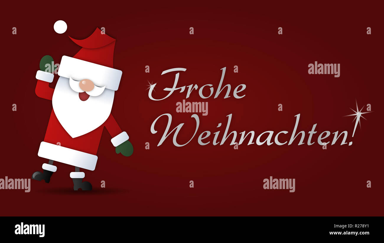 Frohe Weichnachten mit Niedlichem winkendem Weihnachstmann Cartoon Stockfoto