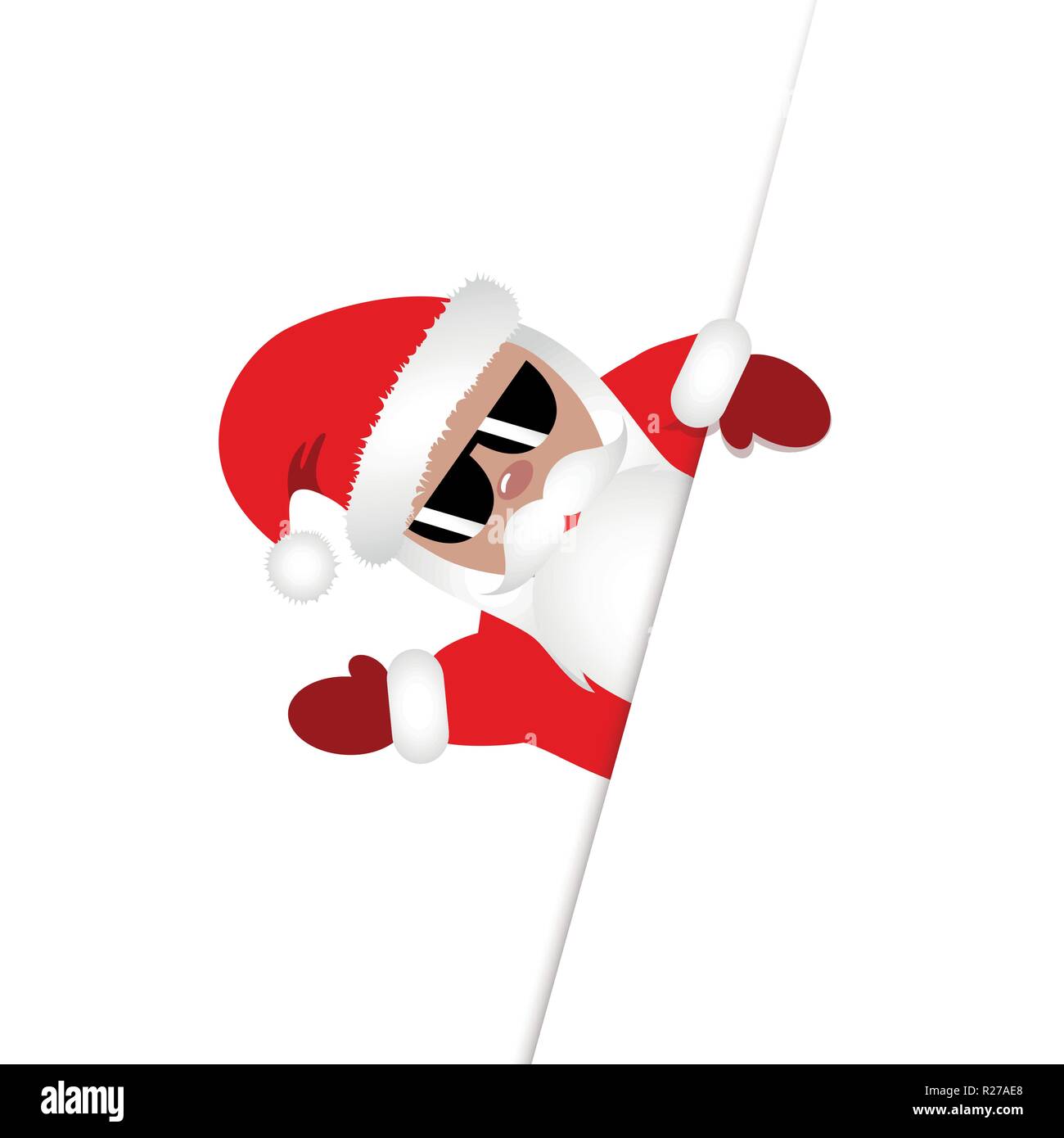 Hipster Santa Claus mit cooler Sonnenbrille winkt Weihnachtskarte design Vector Illustration EPS 10. Stock Vektor